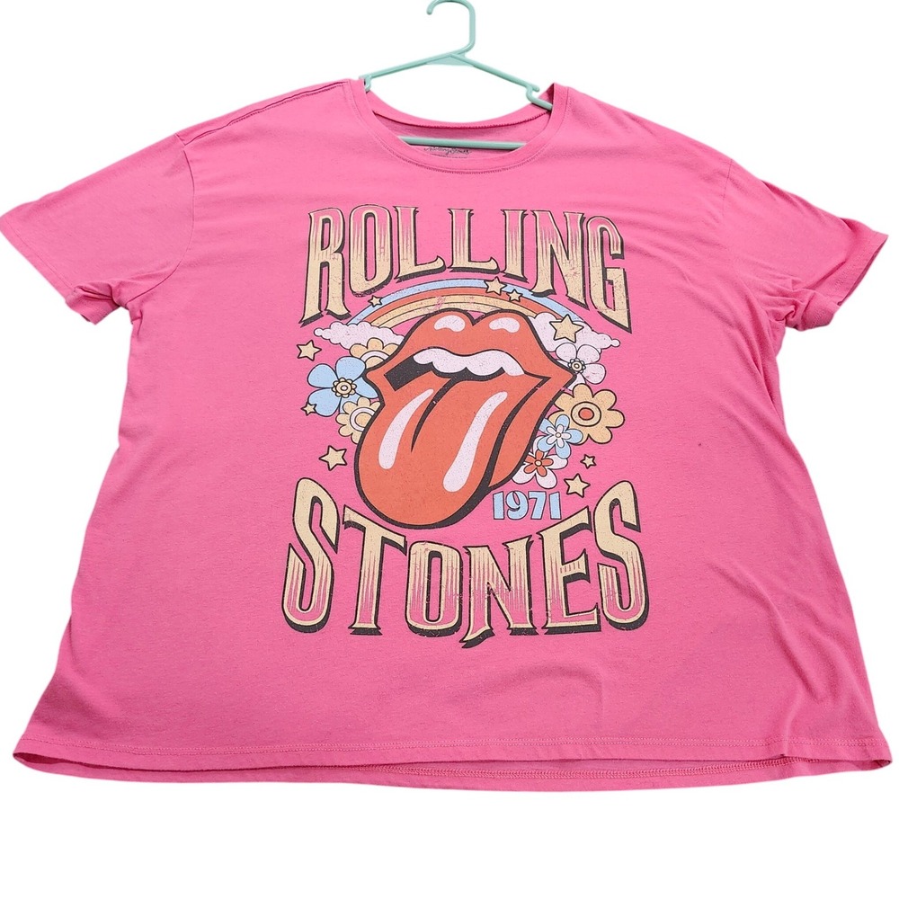 The Rolling Stones 1971 UK Tour Pink Graphic T-Shirt XXXL 22 Retro Rock Tee